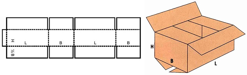 Коробка раскрой картонная чертеж по размерам онлайн