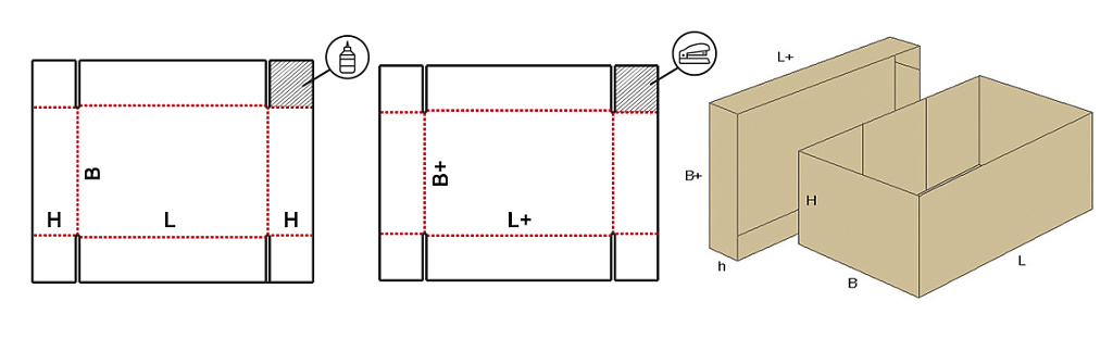 Чертеж коробки из картона с крышкой